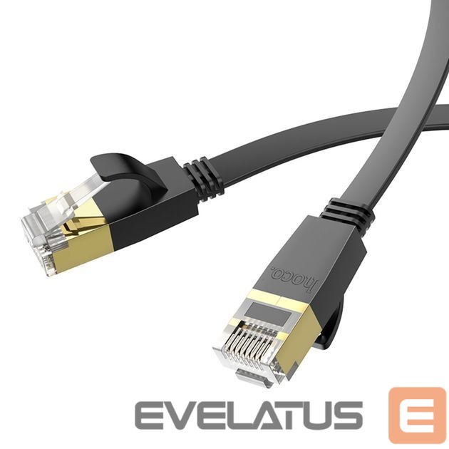 Kabelis Hoco US07 General pure copper flat network cable(L=10M) Black