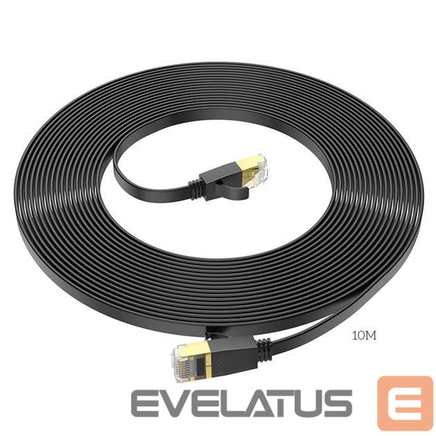Kabelis Hoco US07 General pure copper flat network cable(L=10M) Black