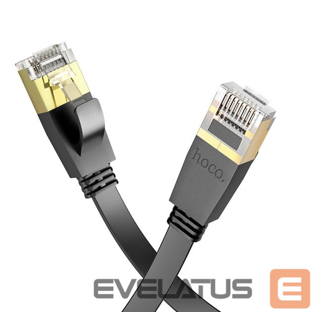 Kabelis Hoco US07 General pure copper flat network cable(L=10M) Black