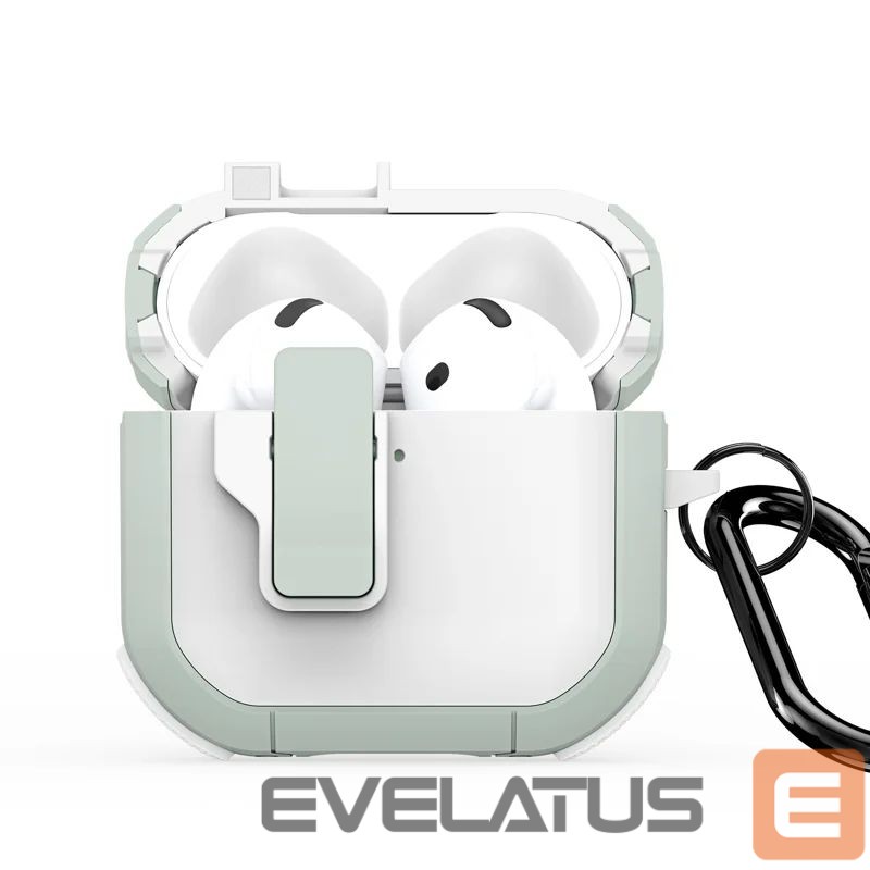 Maciņš austiņām Dux Ducis - AirPods 4 PECP Series PC+TPU Cover with Hook White Green