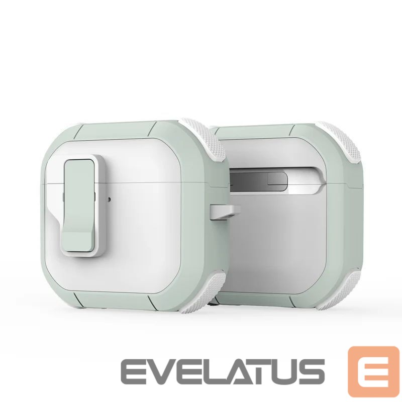 Maciņš austiņām Dux Ducis - AirPods 4 PECP Series PC+TPU Cover with Hook White Green