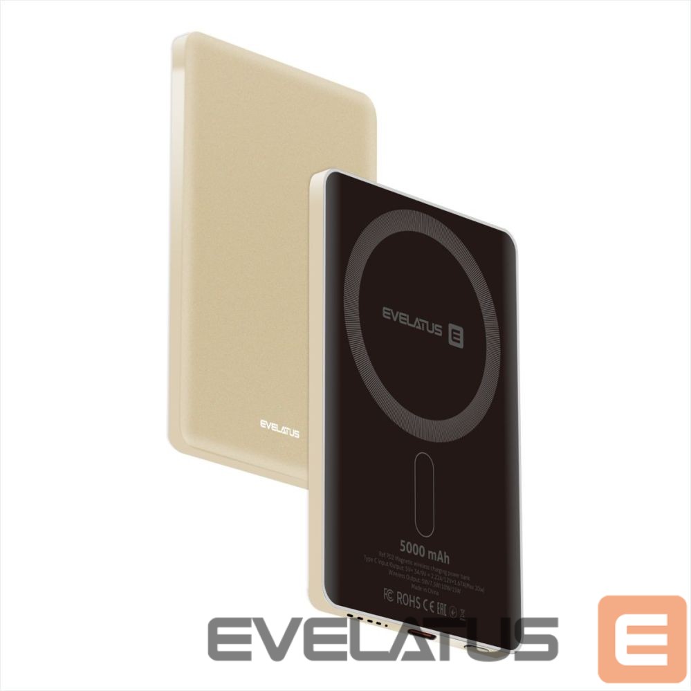 Ārējais akumulators Evelatus Evelatus PD20W 5000mAh Power Bank MagLink Elite With Wireless charging EVEP02PBMEG Gold
