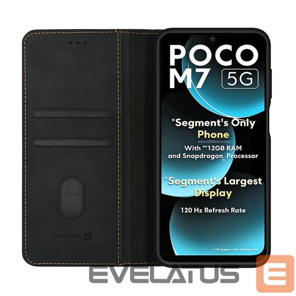 Atveramie maciņi Evelatus Xiaomi Poco M7 Book Case Folio Black
