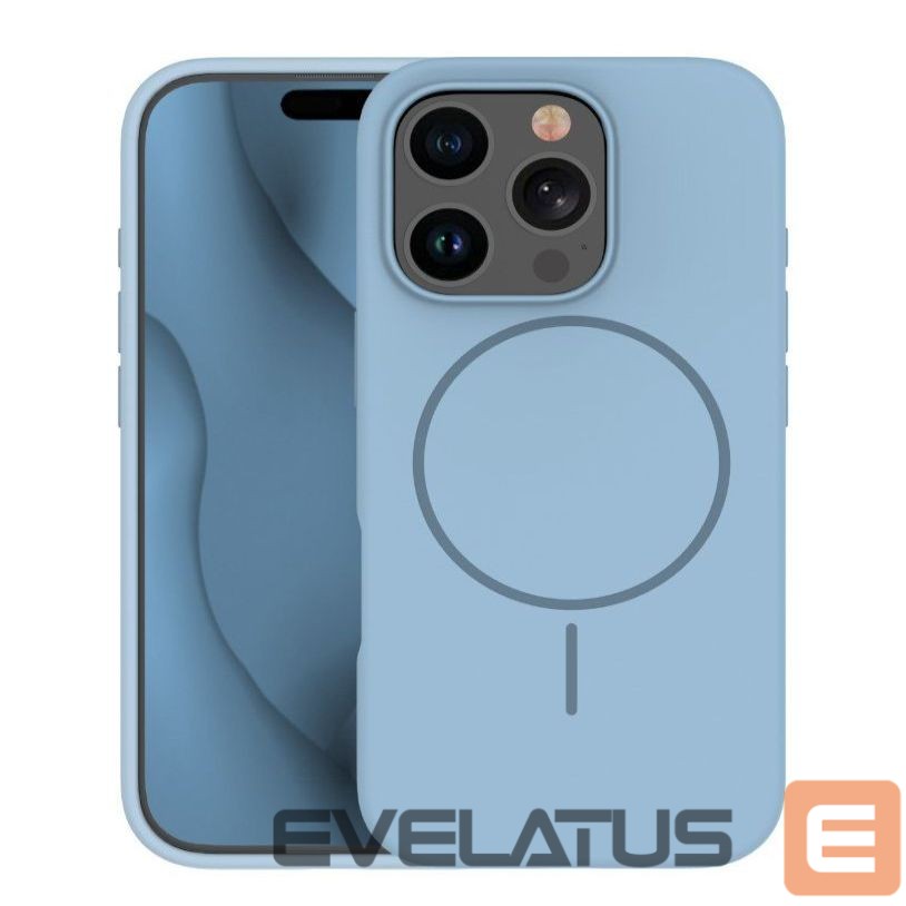Aizmugurējais vāciņš iLike Apple iPhone 16 Pro Soft Touch Silicone case With Magnetic Light Blue