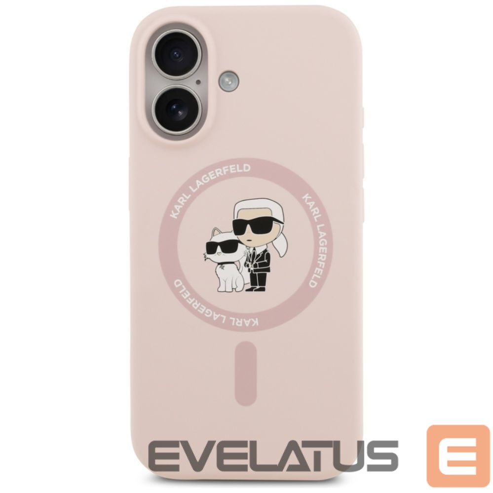 Aizmugurējais vāciņš Karl Lagerfeld Apple iPhone 17 Liquid Silicone Karl and Choupette MagSafe Case Pink