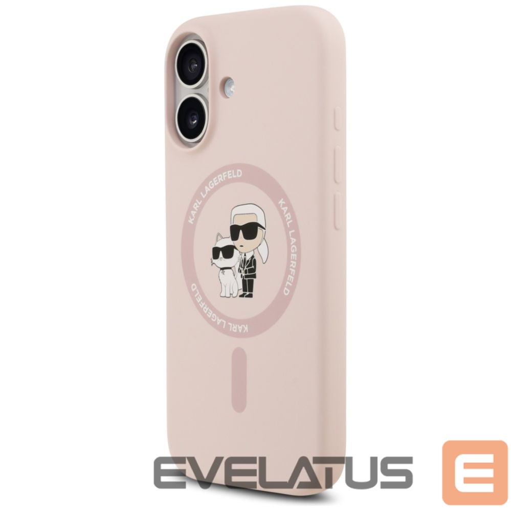 Aizmugurējais vāciņš Karl Lagerfeld Apple iPhone 17 Liquid Silicone Karl and Choupette MagSafe Case Pink