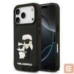 Aizmugurējais vāciņš Karl Lagerfeld Apple iPhone 17 Pro Silicone 3D Rubber Karl and Choupette Case Black