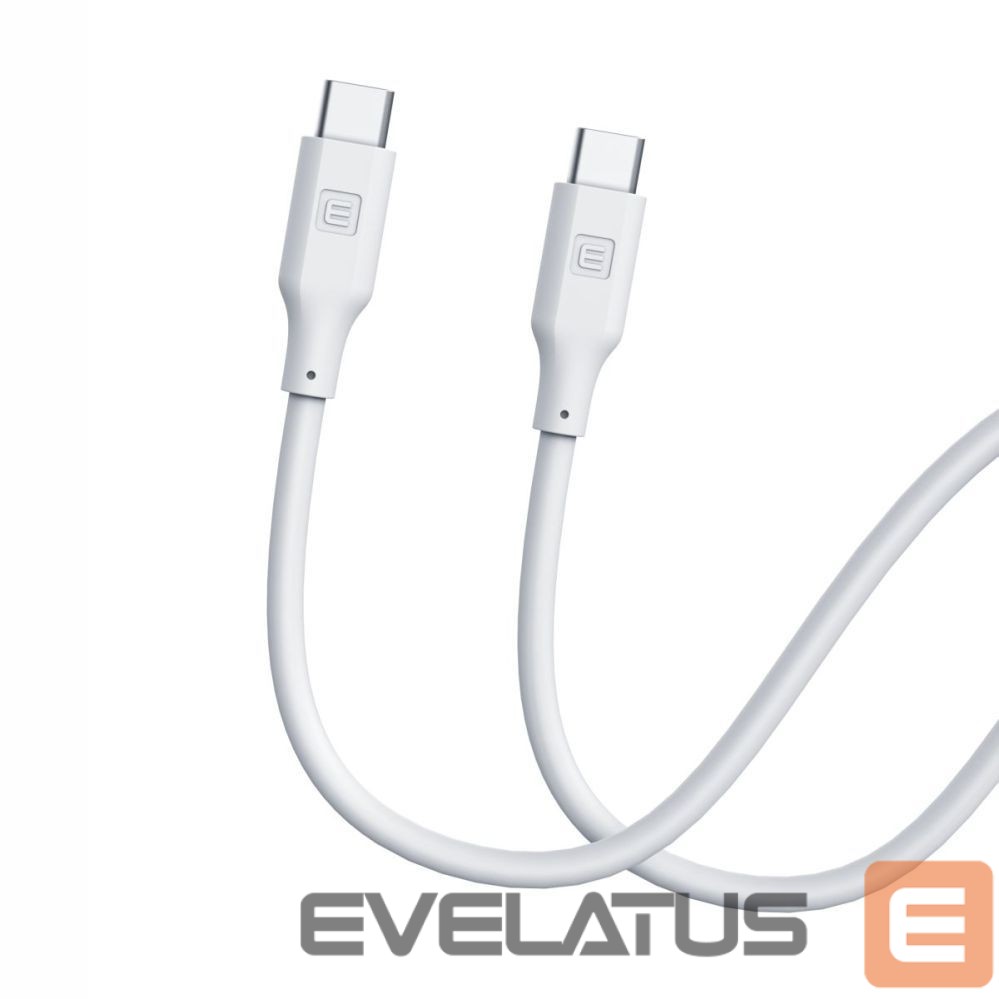 Kabelis Evelatus Evelatus USB C to USB C Silicone Cable 1.2M 60W / 20V3A White