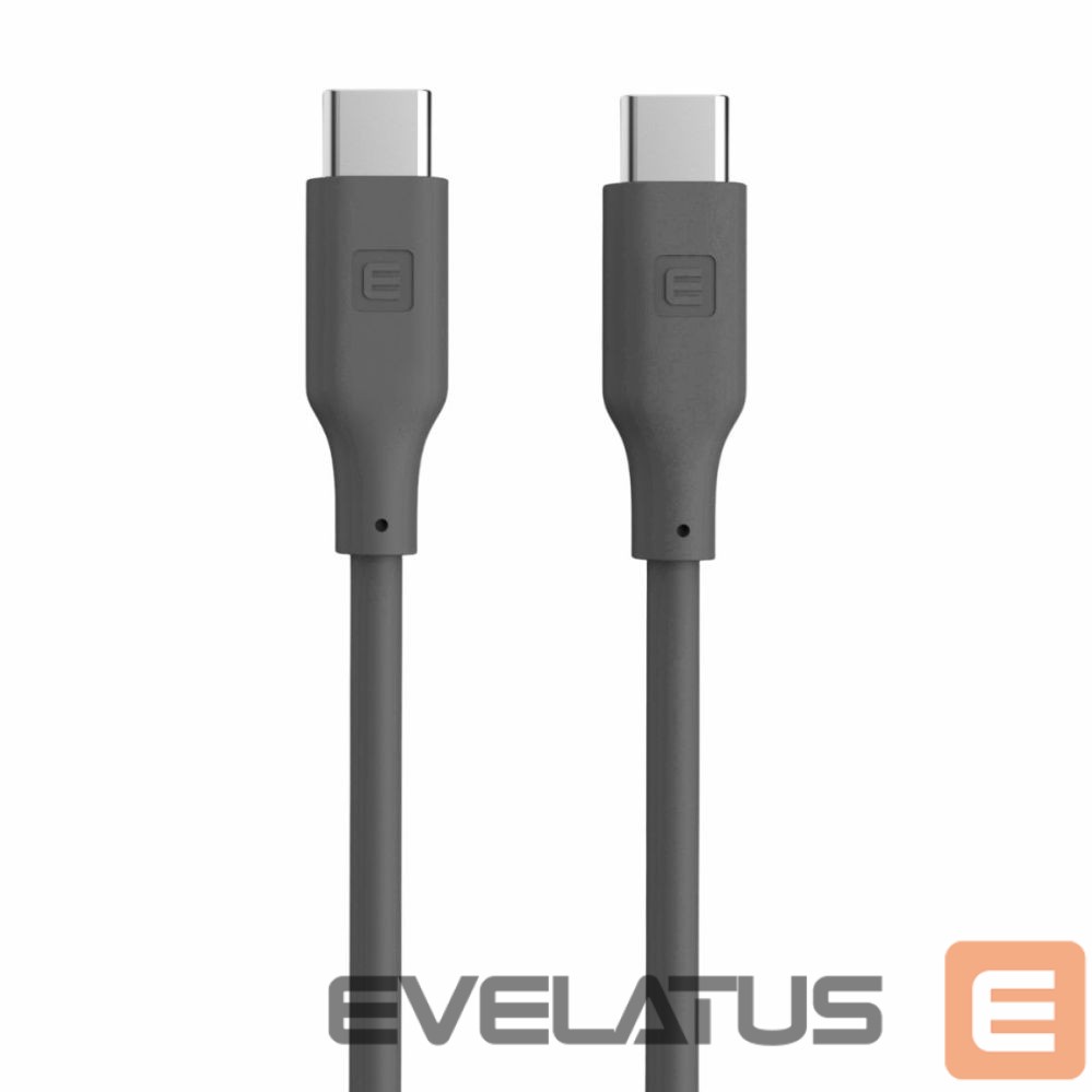 Kabelis Evelatus Evelatus USB C to USB C Silicone Cable 1.2M 60W / 20V3A Grey