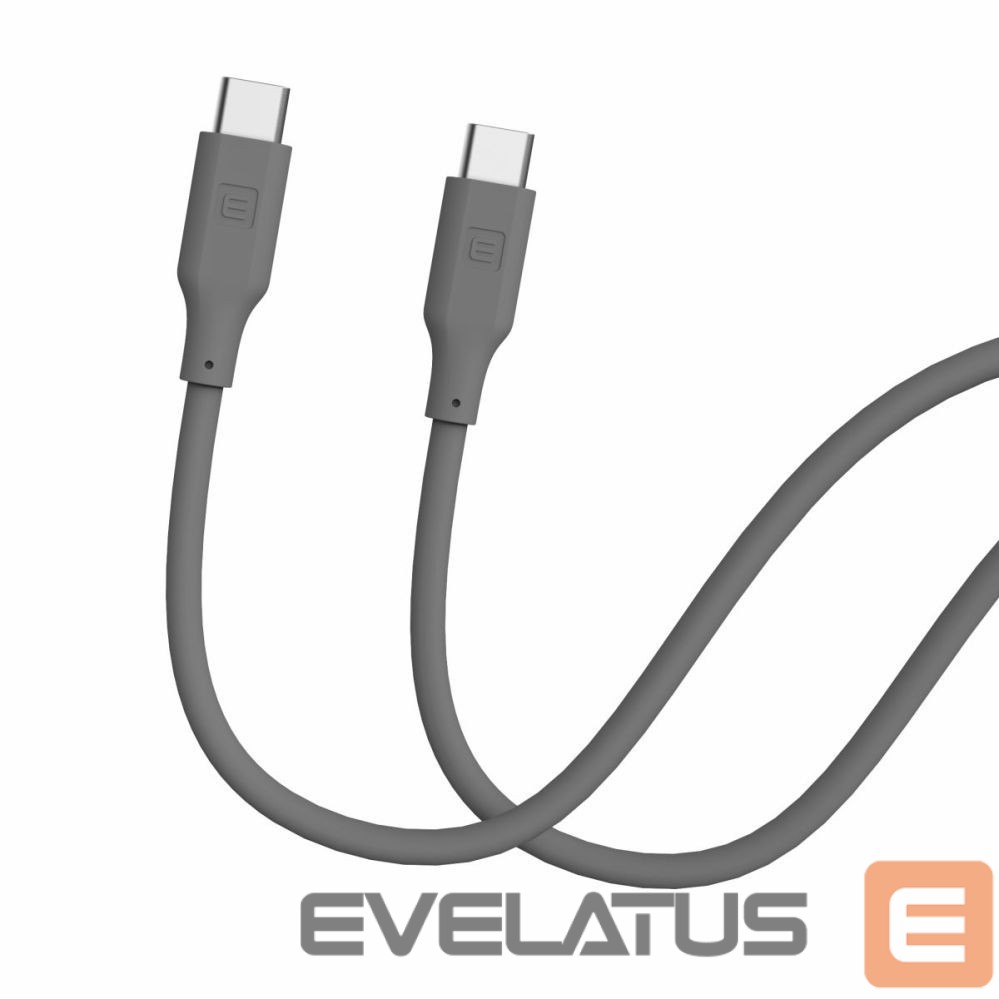 Kabelis Evelatus Evelatus USB C to USB C Silicone Cable 1.2M 60W / 20V3A Grey