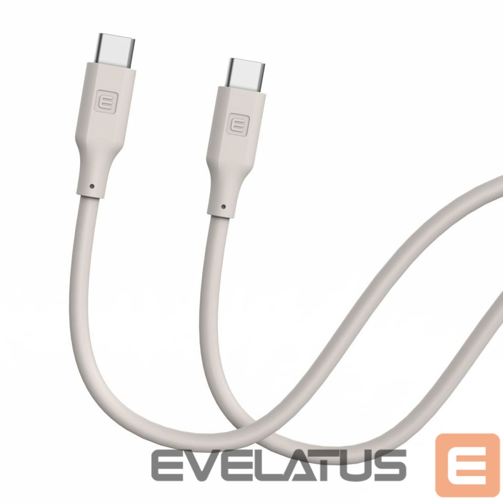 Kabelis Evelatus Evelatus USB C to USB C Silicone Cable 1.2M 60W / 20V3A Warm Gray