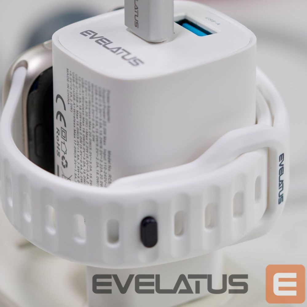 Adapteris Evelatus Evelatus 2 in 1 Charger 20W Max USB-C+USB-A:15W Max USB-C+USB-A+Wireless:15W+2W 17W Max White