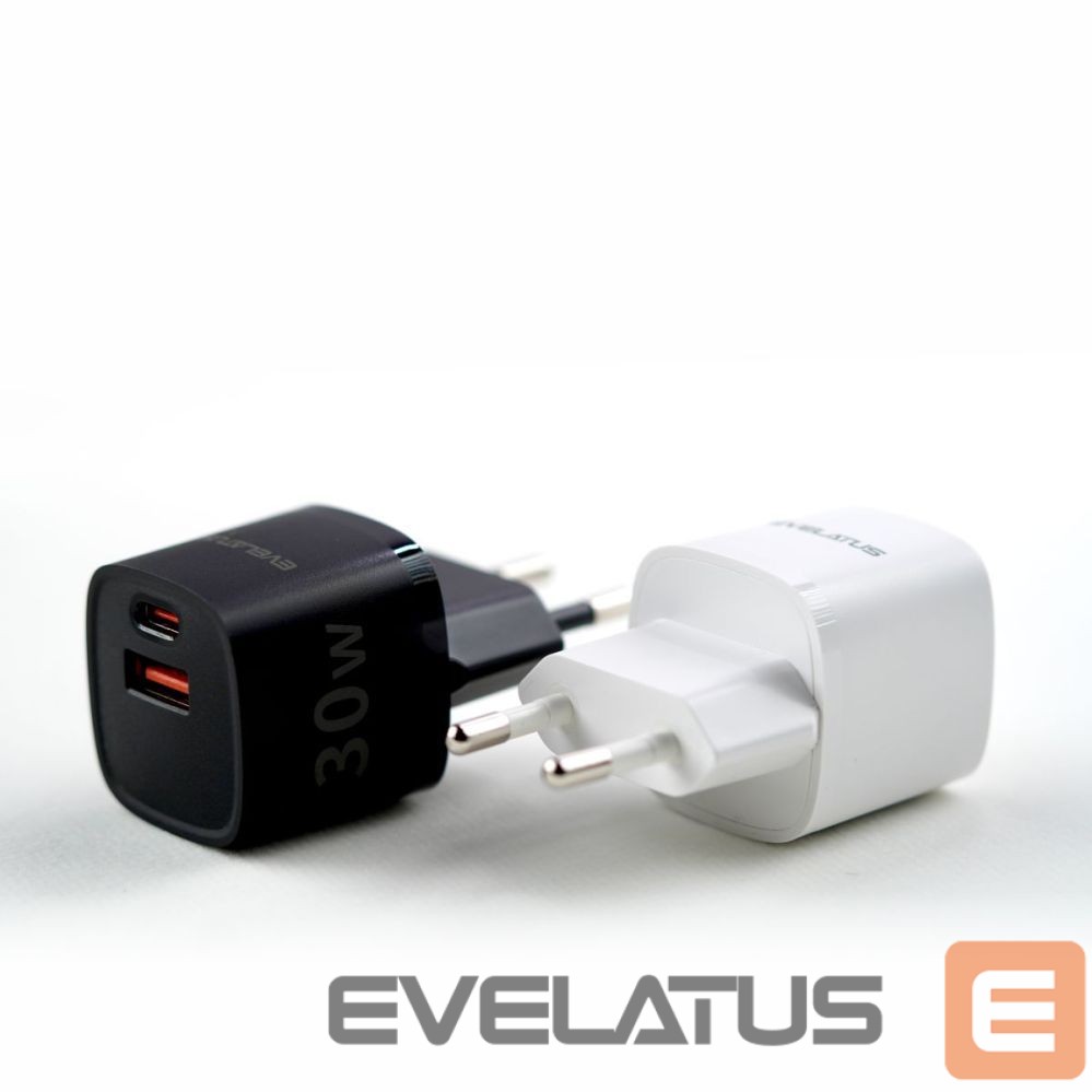 Adapteris Evelatus USB-A and USB-C 30W Max / EU charger White