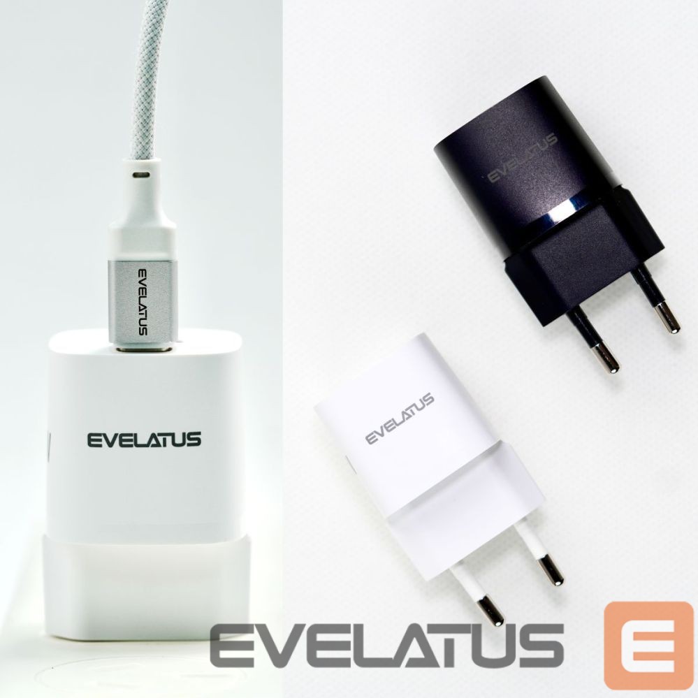 Adapteris Evelatus USB-A and USB-C 30W Max / EU charger White