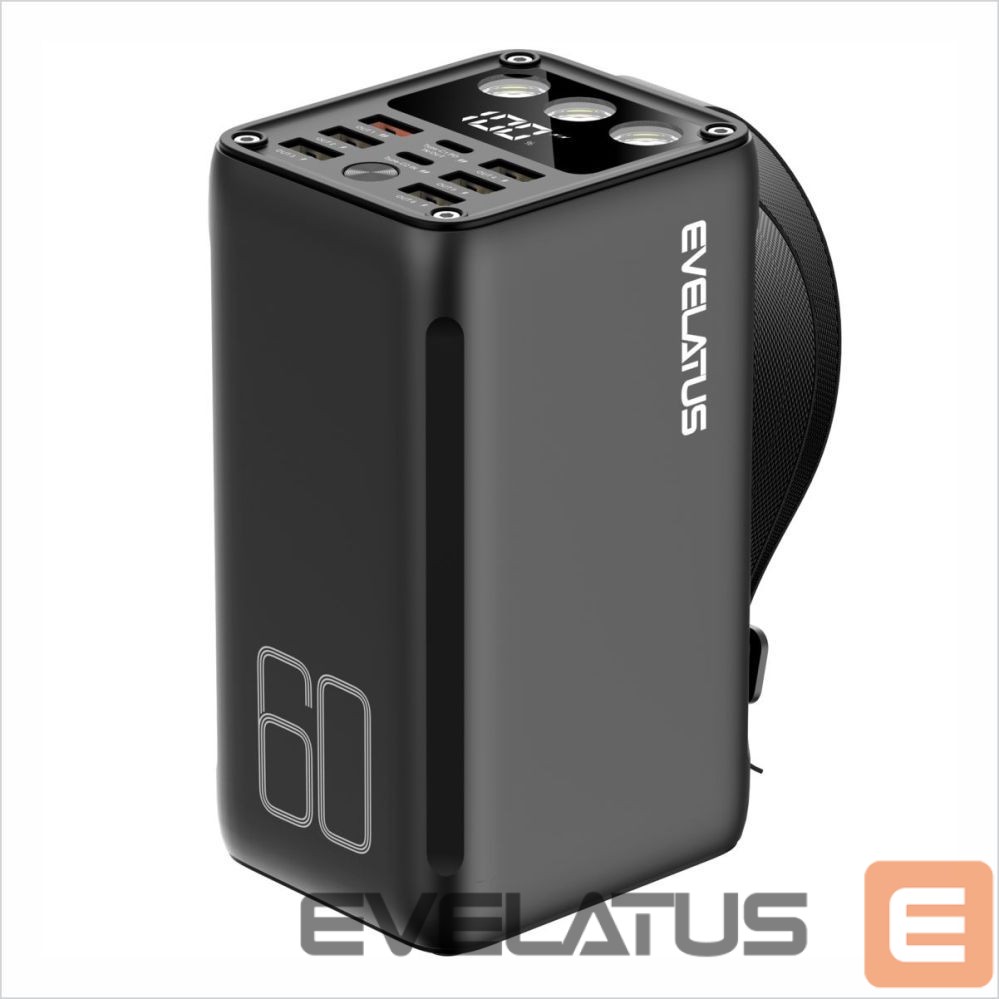 Ārējais akumulators Evelatus Outdoor Power Bank 22.5W 60000 mAh / 7 outputs 2 inputs Black