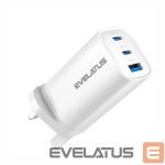 Adapteris Evelatus  65W Max Fast Charger UK USB-C1/USB-C1/USB-A White