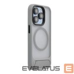 Aizmugurējais vāciņš Evelatus Apple iPhone 15 Rubber Coated MagSafe With Stand Case Silver