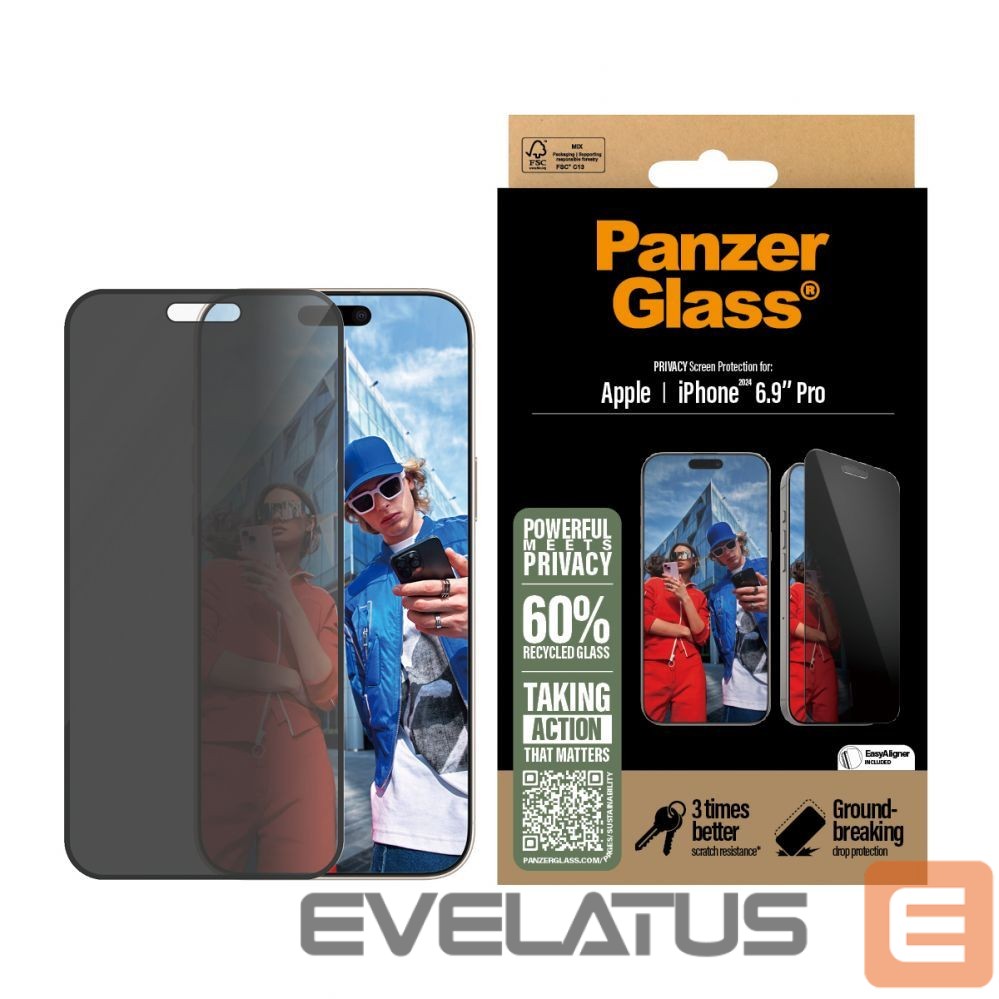 Aizmugurējais vāciņš PanzerGlass Privacy Screen Protector iPhone 16 Pro Max | Ultra-Wide Fit |
