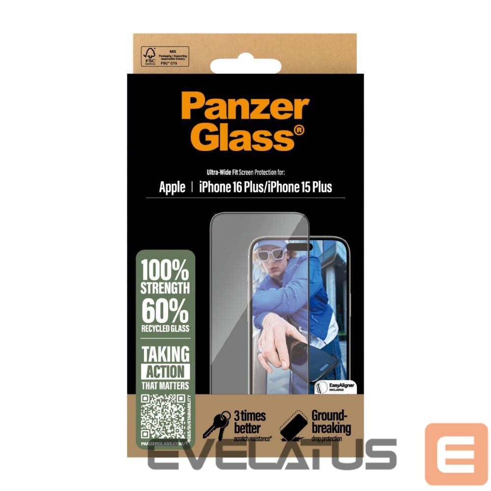 Aizmugurējais vāciņš PanzerGlass Screen Protector iPhone 16 Plus / iPhone 15 Plus | Ultra-Wide Fit |