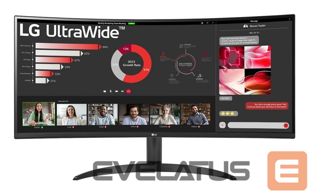 Monitors LG 34WR50QK-B.AEU Curved UltraWide Monitor 34"/21:9, 3440x1440, HDMI, DisplayPort USB