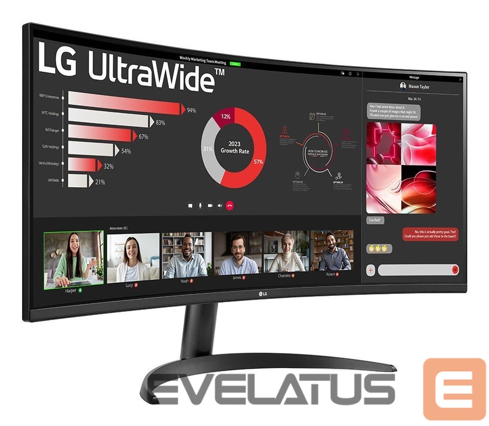Monitors LG 34WR50QK-B.AEU Curved UltraWide Monitor 34"/21:9, 3440x1440, HDMI, DisplayPort USB