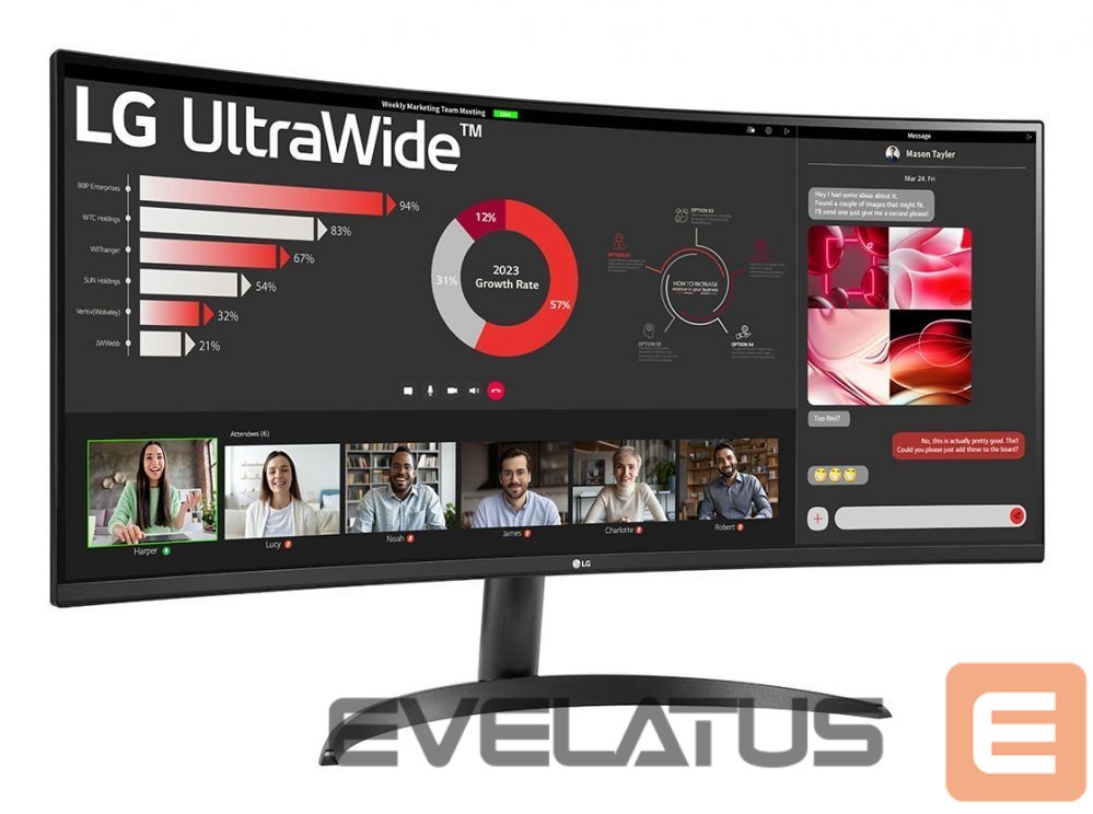 Monitors LG 34WR50QK-B.AEU Curved UltraWide Monitor 34"/21:9, 3440x1440, HDMI, DisplayPort USB