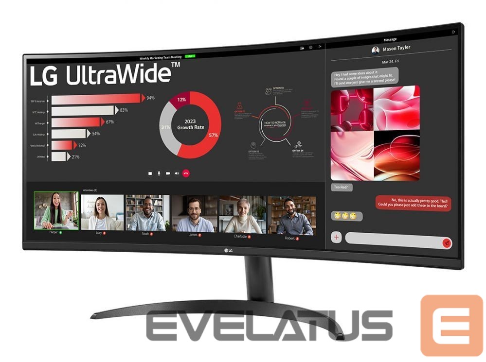 Monitors LG 34WR50QK-B.AEU Curved UltraWide Monitor 34"/21:9, 3440x1440, HDMI, DisplayPort USB