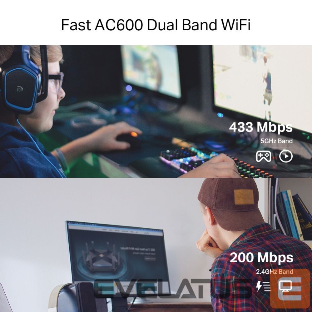 Nevadāms centrmezgls TP-Link WRL ADAPTER 600MBPS/DUAL BAND ARCHER T2E