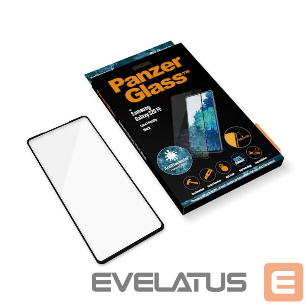Aizmugurējais vāciņš PanzerGlass Samsung, Galaxy S20 FE CF, Glass, Black, Clear Screen Protector