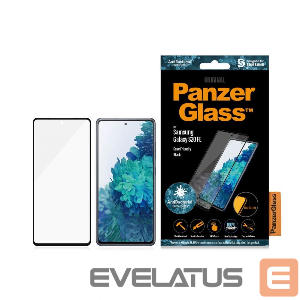 Aizmugurējais vāciņš PanzerGlass Samsung, Galaxy S20 FE CF, Glass, Black, Clear Screen Protector