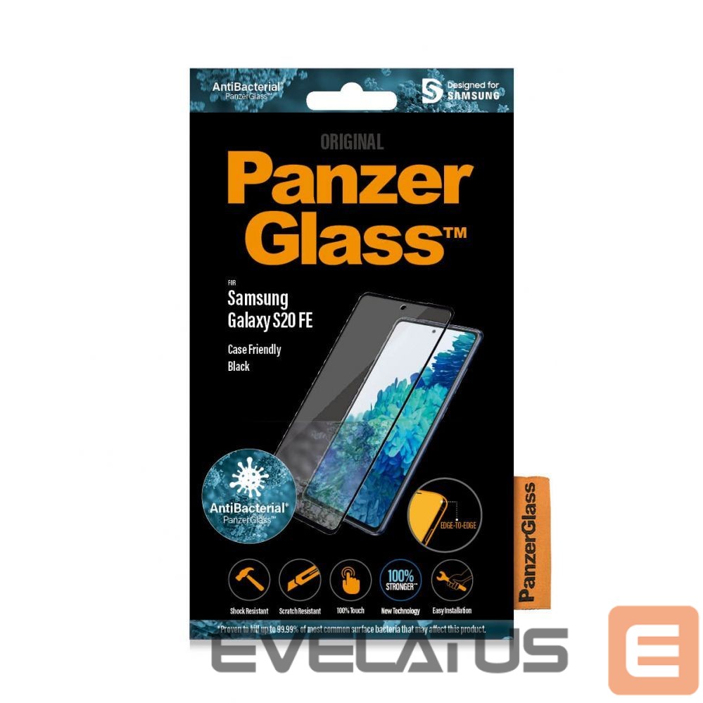 Aizmugurējais vāciņš PanzerGlass Samsung, Galaxy S20 FE CF, Glass, Black, Clear Screen Protector