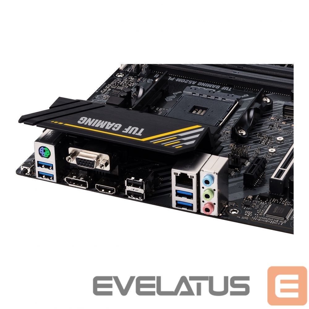 Pamatplate Intel procesorsiem Asus TUF GAMING A520M-PLUS II Processor family AMD, Processor socket AM4, DDR4 DIMM, Memory slots 4, Supported hard disk drive interfaces SATA, M.2, Number of SATA connectors 4, Chipset AMD A520, Micro ATX