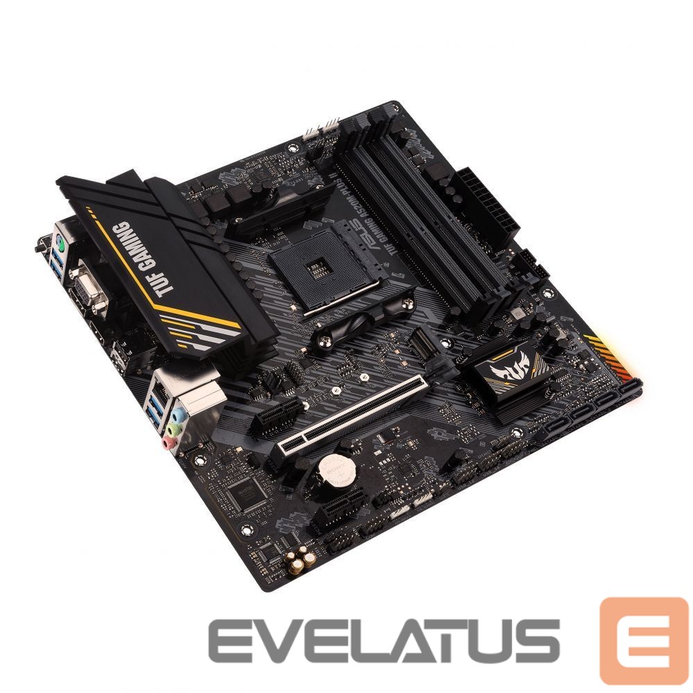Pamatplate Intel procesorsiem Asus TUF GAMING A520M-PLUS II Processor family AMD, Processor socket AM4, DDR4 DIMM, Memory slots 4, Supported hard disk drive interfaces SATA, M.2, Number of SATA connectors 4, Chipset AMD A520, Micro ATX