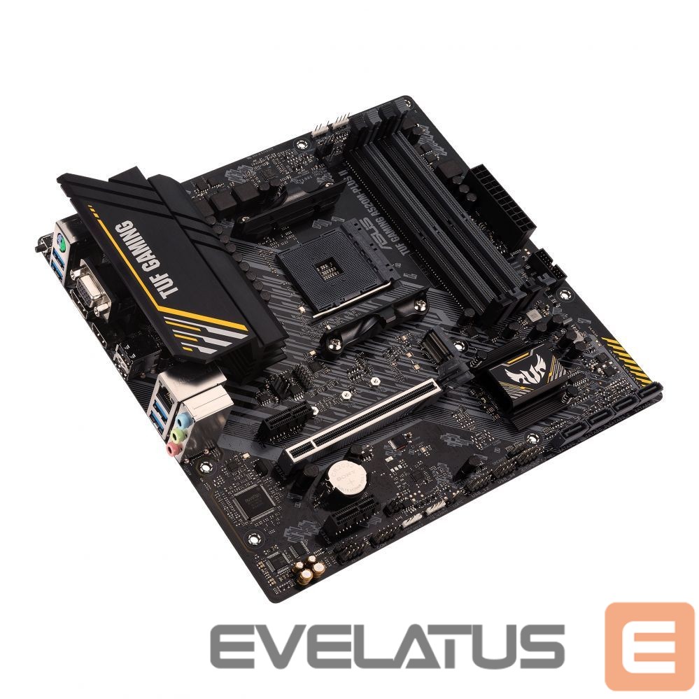 Pamatplate Intel procesorsiem Asus TUF GAMING A520M-PLUS II Processor family AMD, Processor socket AM4, DDR4 DIMM, Memory slots 4, Supported hard disk drive interfaces SATA, M.2, Number of SATA connectors 4, Chipset AMD A520, Micro ATX