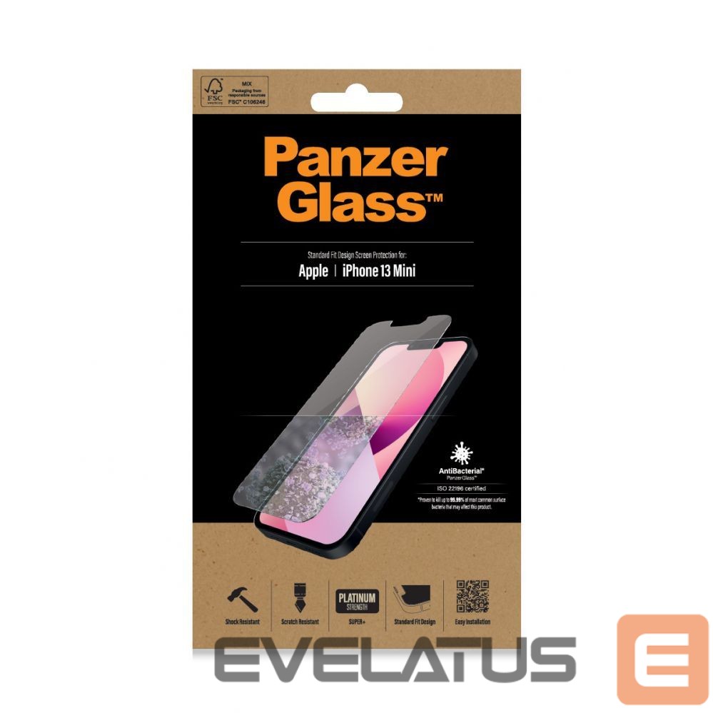 Aizmugurējais vāciņš PanzerGlass Clear Screen Protector, Apple, iPhone 13 Mini, Tempered glass