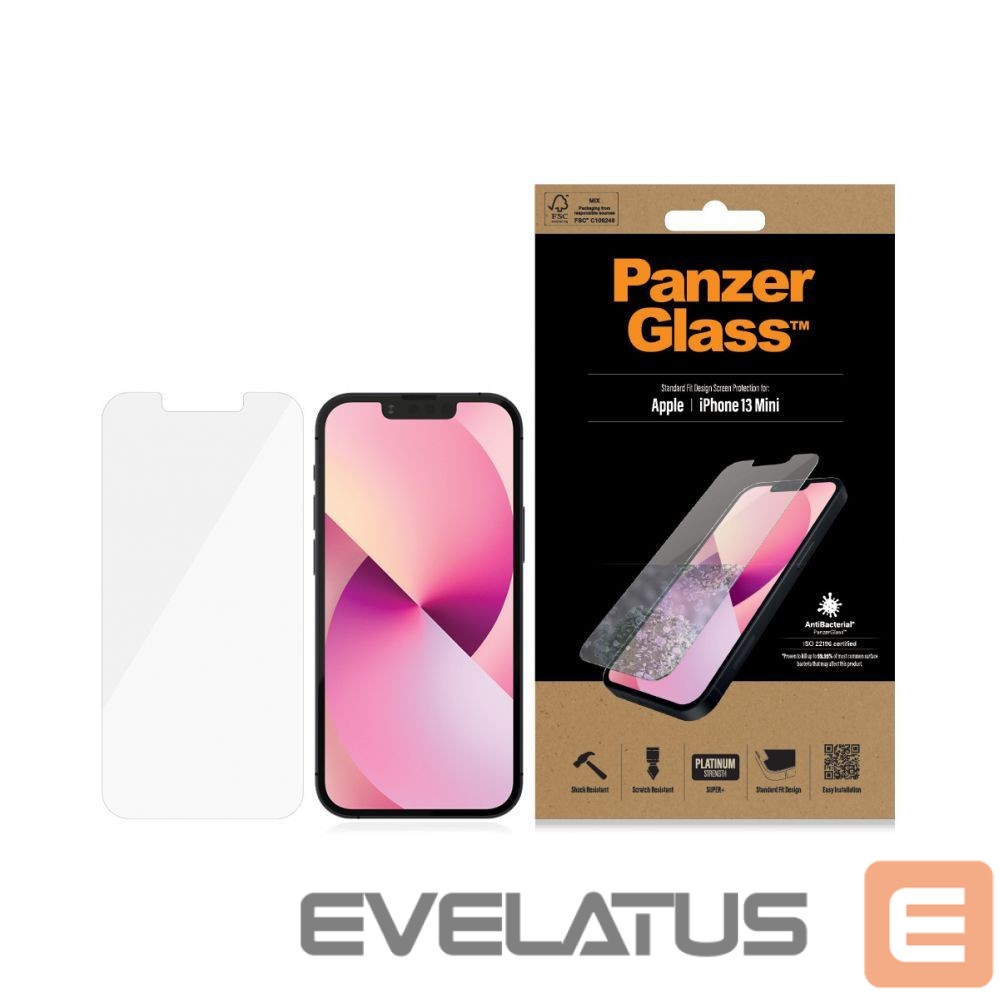 Aizmugurējais vāciņš PanzerGlass Clear Screen Protector, Apple, iPhone 13 Mini, Tempered glass