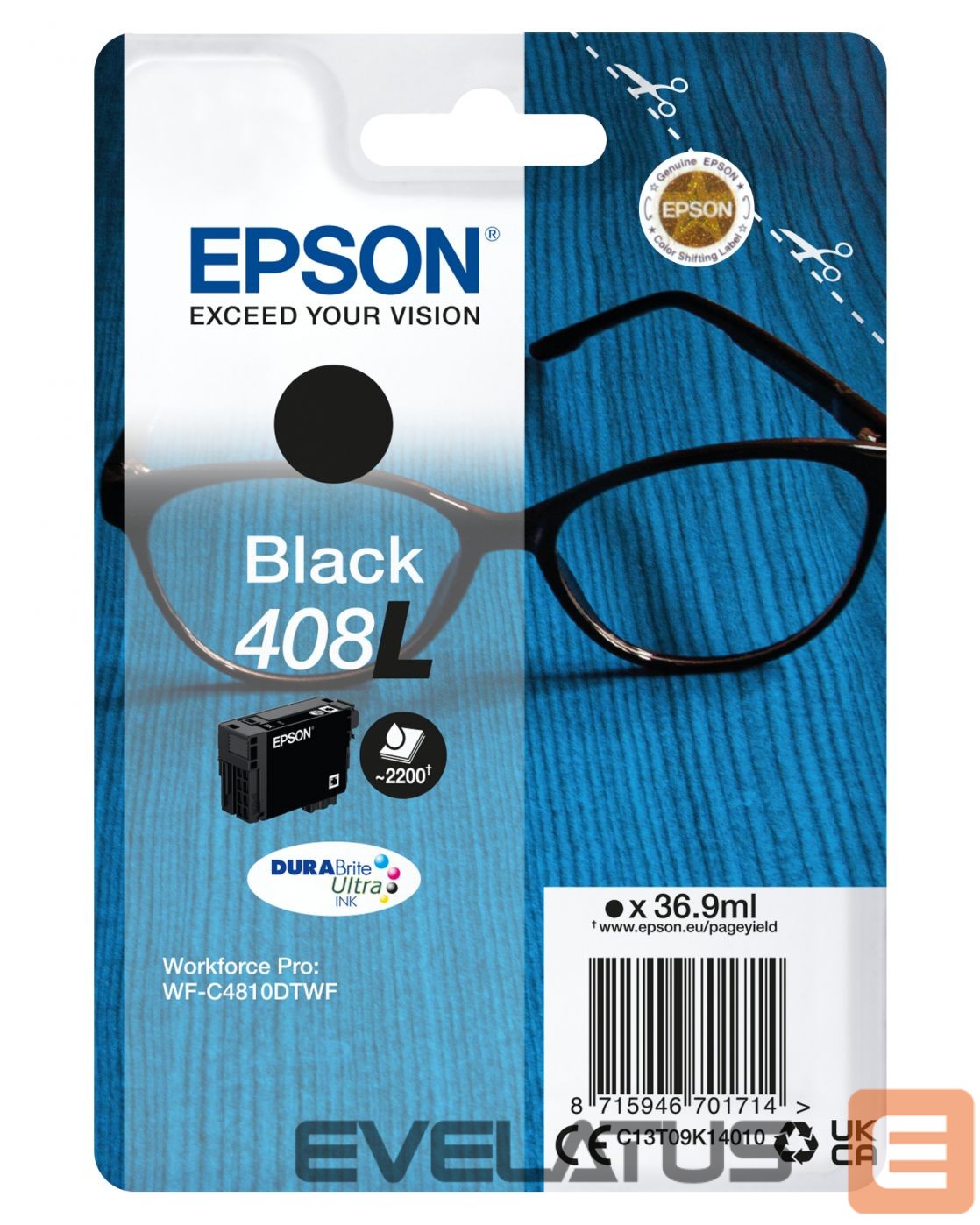 Aksesuāri un izejmateriāli EPSON 408L DURABrite Ultra Ink, Black