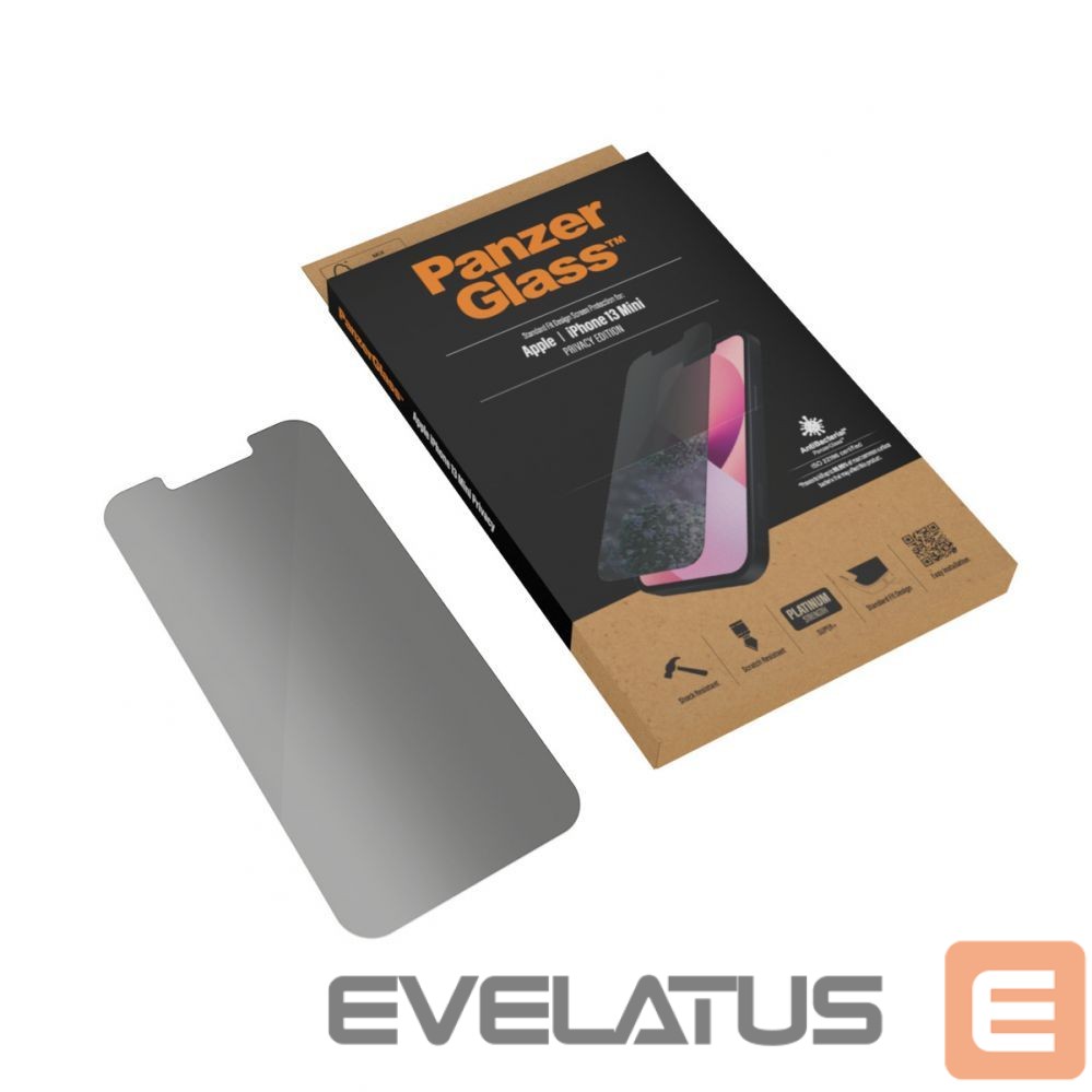 Aizmugurējais vāciņš PanzerGlass Apple, iPhone 13 Mini, Tempered glass, Black, Privacy Screen Protector