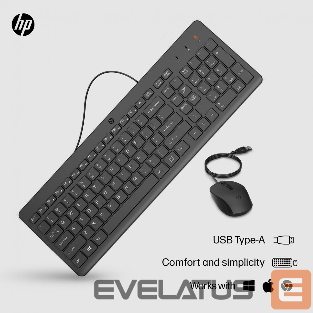 Datortehnikas aksesuāri HP HP 150 Wired Mouse and Keyboard (EN)