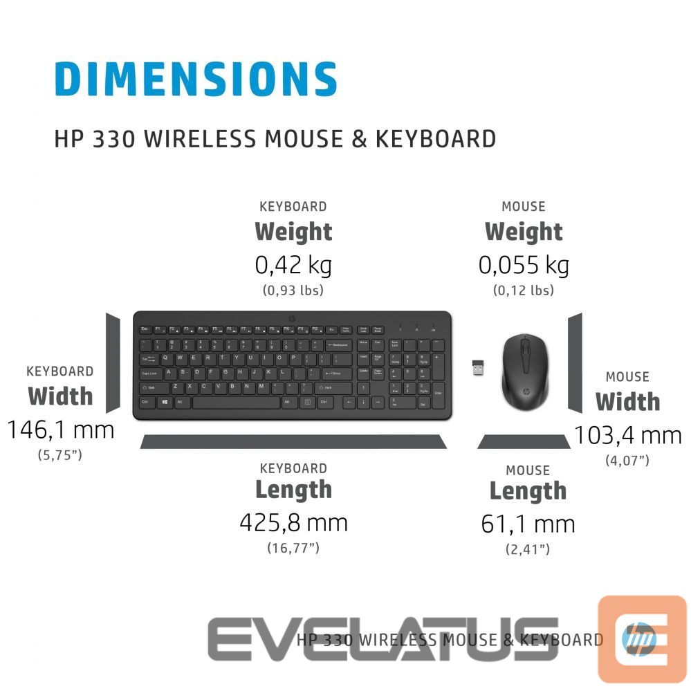 Datora tastatūra HP HP 330 Wireless Mouse and Keyboard (EN)