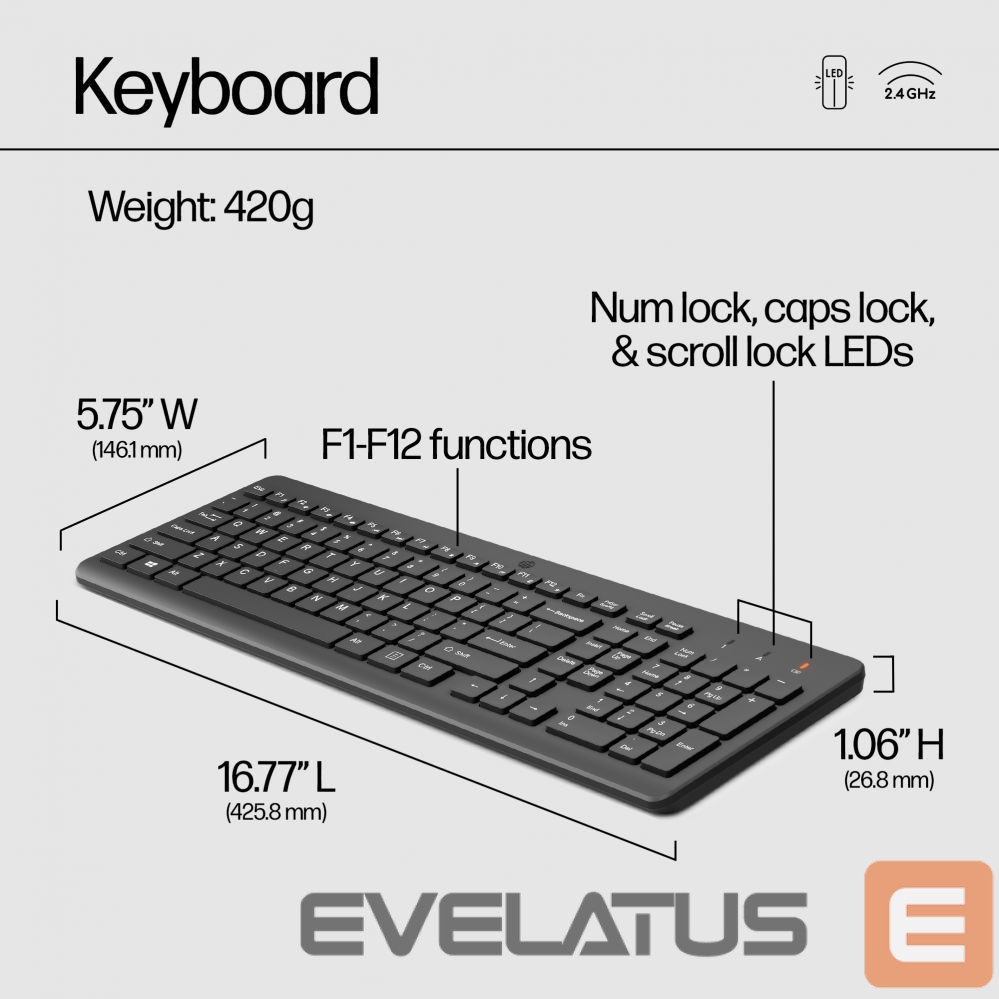 Datora tastatūra HP HP 330 Wireless Mouse and Keyboard (EN)