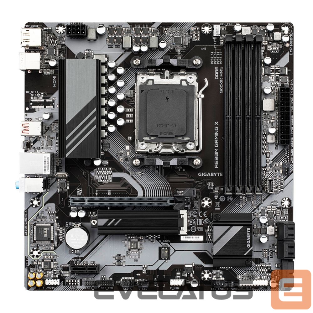 Pamatplate Intel procesorsiem Gigabyte A620M GAMING XG10 Processor family AMD, Processor socket AM5, DDR5 DIMM, Memory slots 4, Supported hard disk drive interfaces SATA, M.2, Number of SATA connectors 4, Chipset AMD A620, Micro ATX