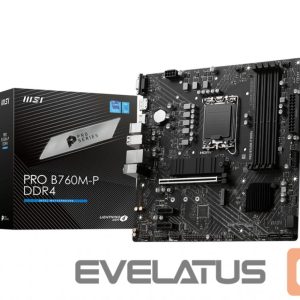 Pamatplate Intel procesorsiem MSI  PRO B760M-P DDR4 Processor family Intel, Processor socket  LGA1700, DDR4 DIMM, Memory slots 4, Supported hard disk drive interfaces 	SATA, M.2, Number of SATA connectors 4, Chipset Intel B760, mATX 