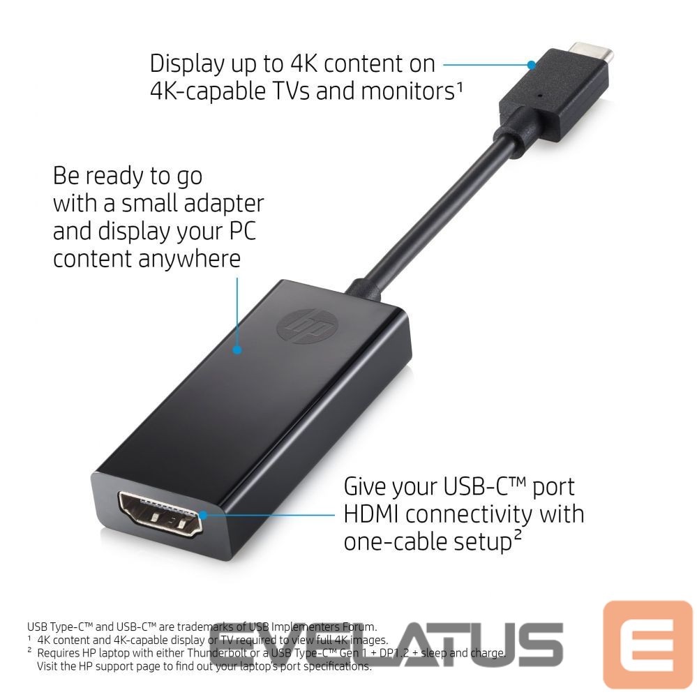 Kabelis HP HP USB-C to HDMI 2.0 Adapter