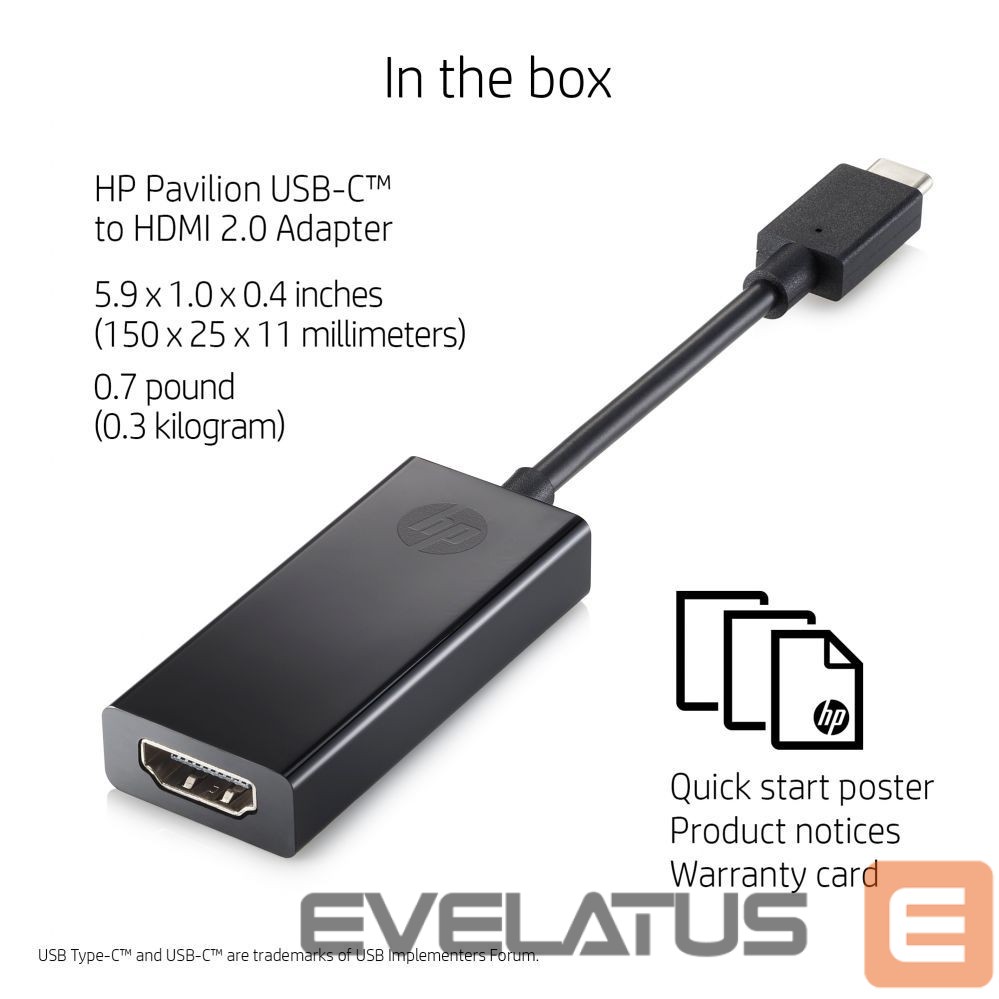 Kabelis HP HP USB-C to HDMI 2.0 Adapter