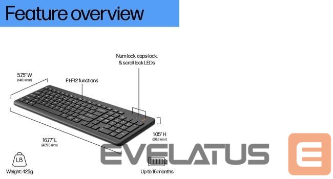 Datortehnikas aksesuāri HP HP 225 Wireless Keyboard