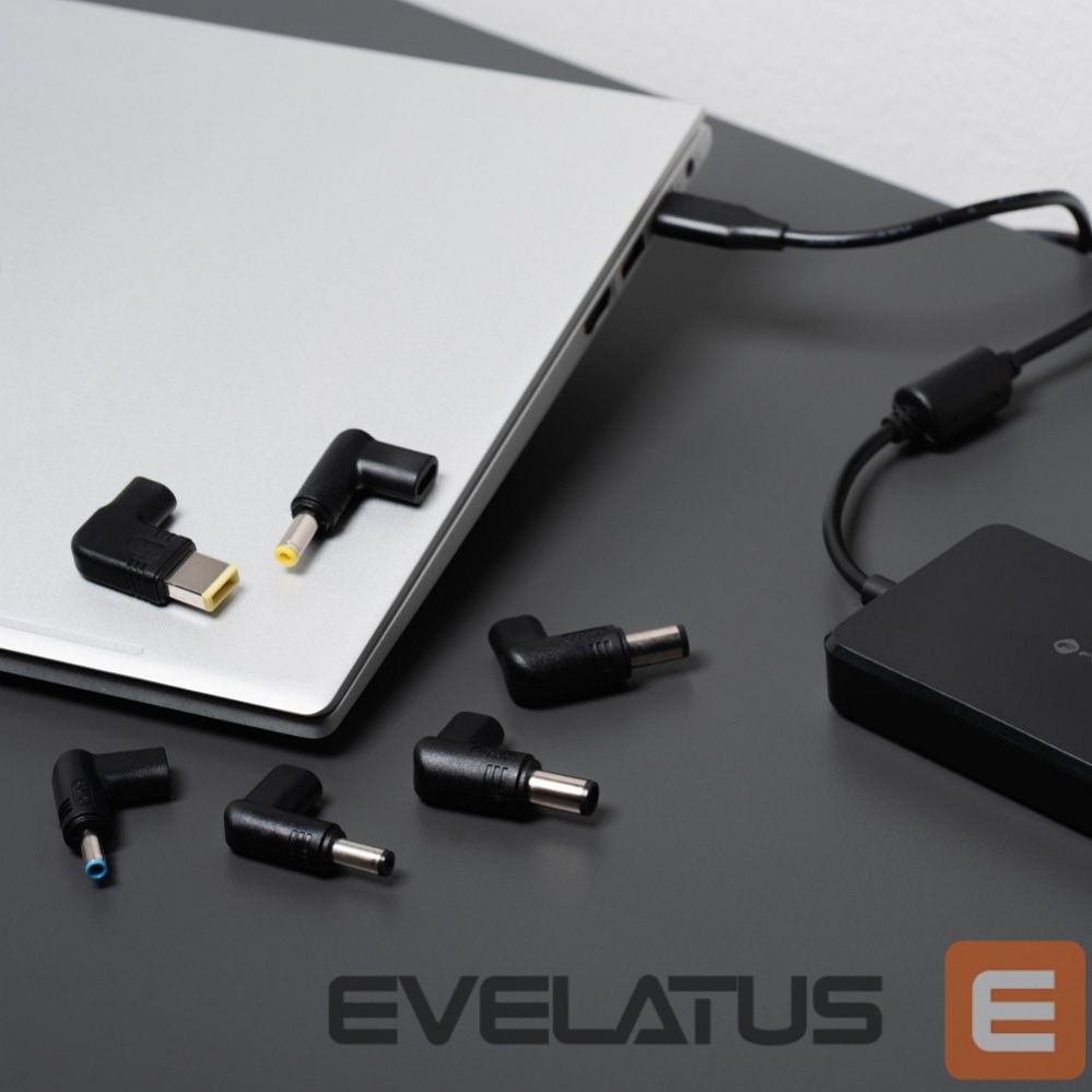 Adapteris Forcell FORCELL F-ENERGY E856 uniwersal laptop charger 90W USB C + 6 adaptors - black