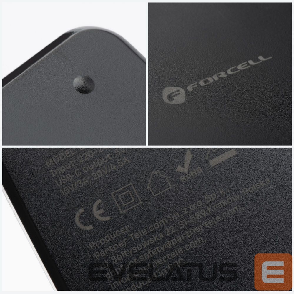 Adapteris Forcell FORCELL F-ENERGY E856 uniwersal laptop charger 90W USB C + 6 adaptors - black