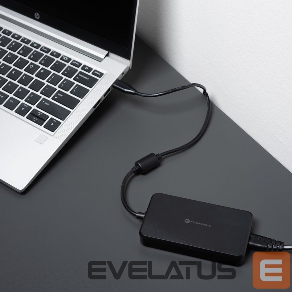 Adapteris Forcell FORCELL F-ENERGY E856 uniwersal laptop charger 90W USB C + 6 adaptors - black