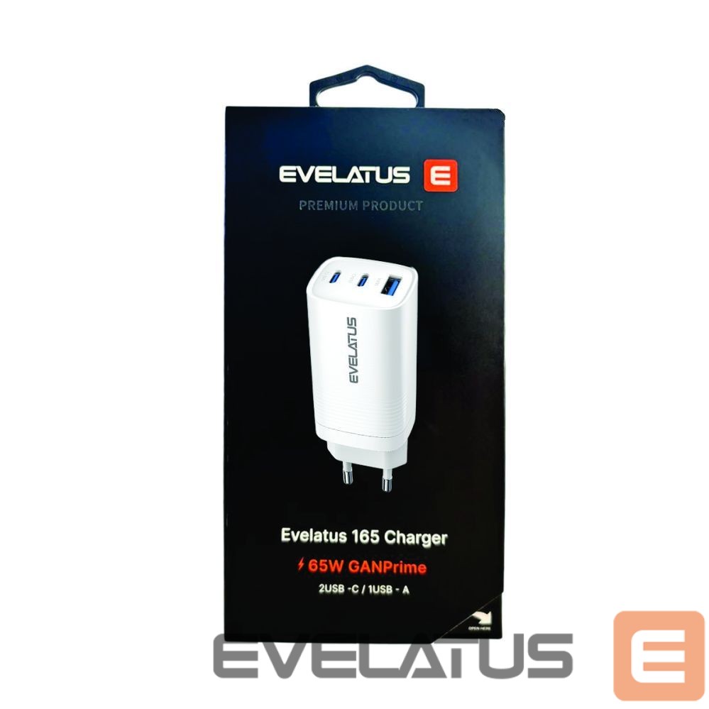 Adapteris Evelatus 65W Max Fast Charger EU USB-C1/USB-C1/USB-A White